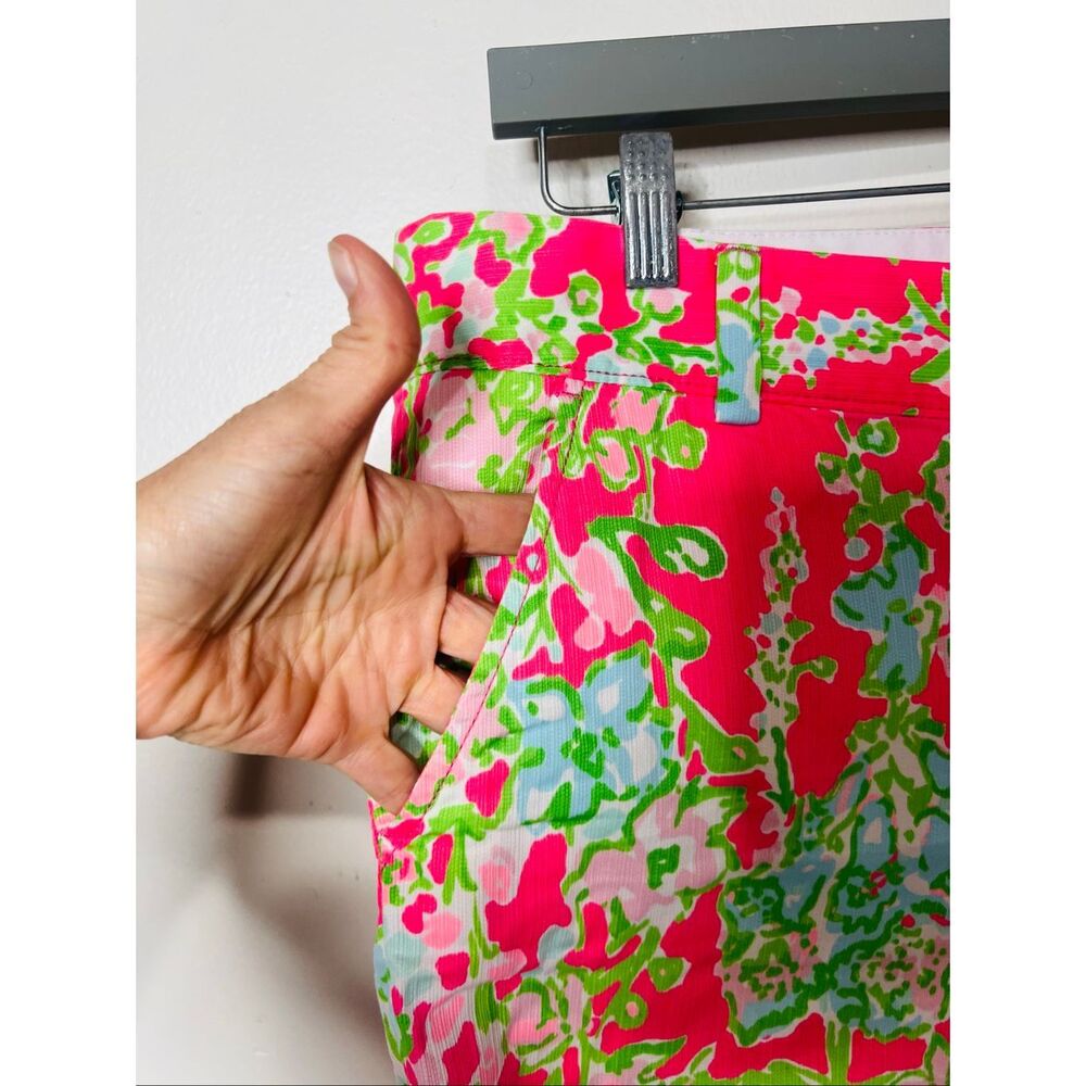 Lilly Pulitzer The Chipper Short Bermuda Shorts Sz 14 Pink Green Southern Charm - Picture 3 of 13